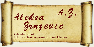 Aleksa Zrnzević vizit kartica